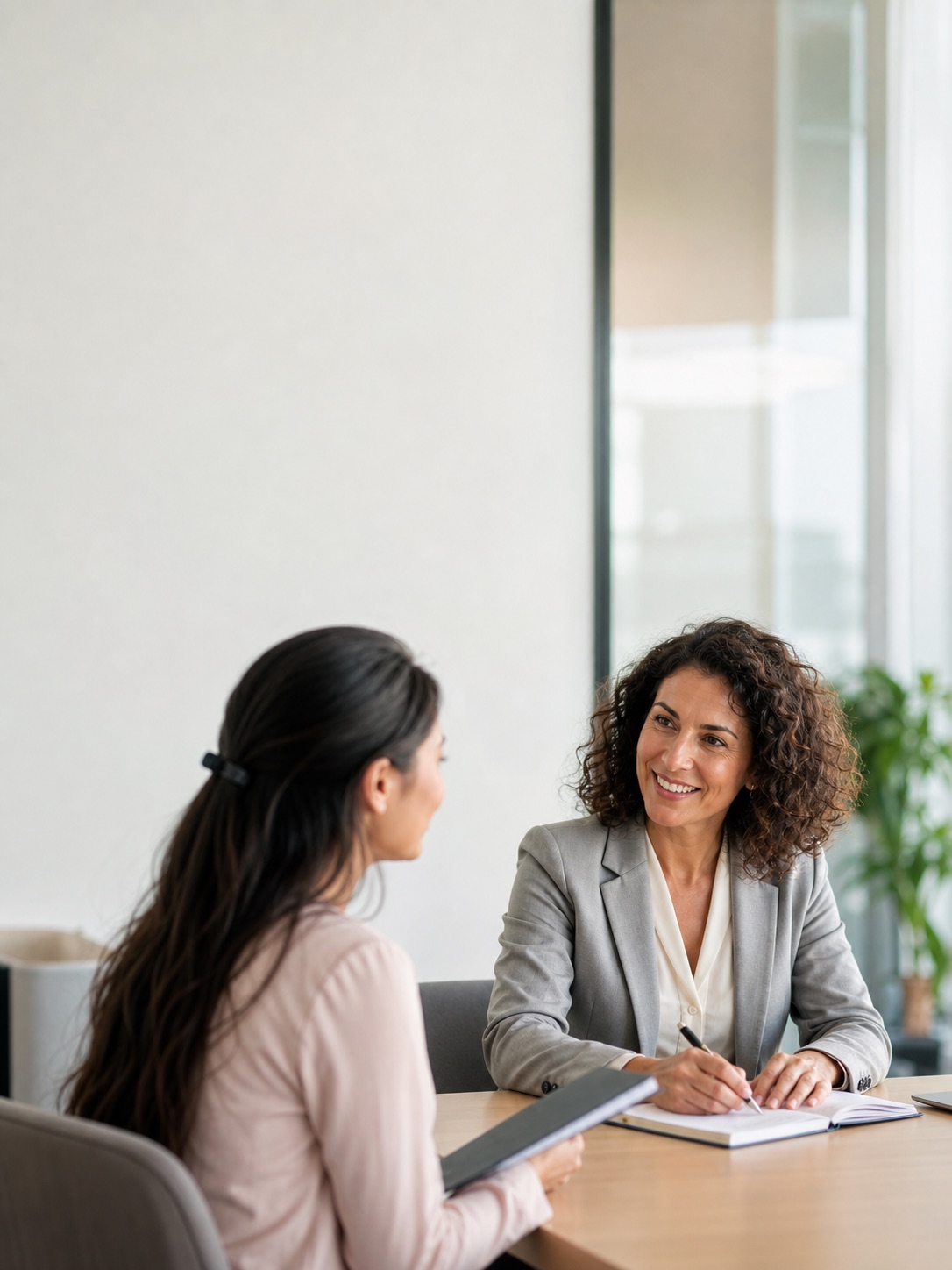 Two Fervi Empleo professionals reviewing an application in the office